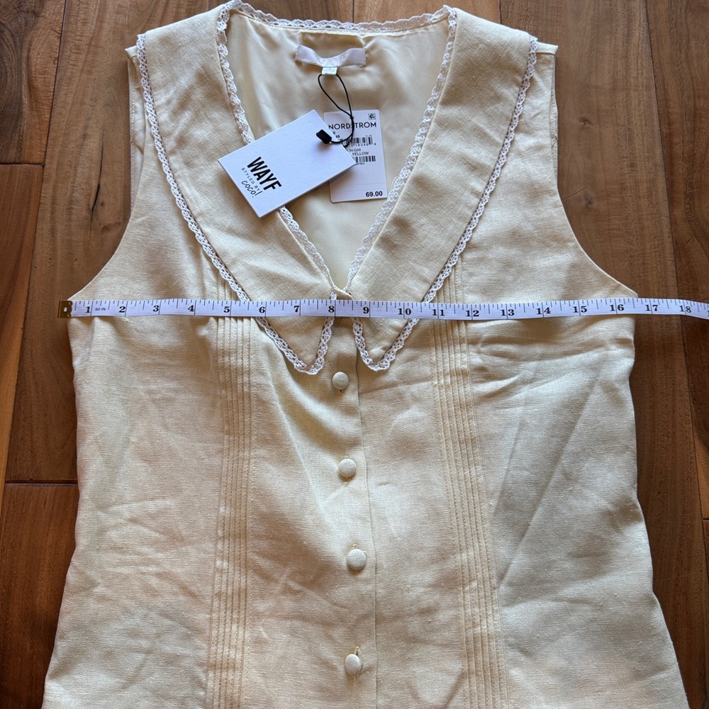 Wayf butter yellow Styled by COCO! Allie Lace Detail Linen Blend NWT - Picture 4 of 8